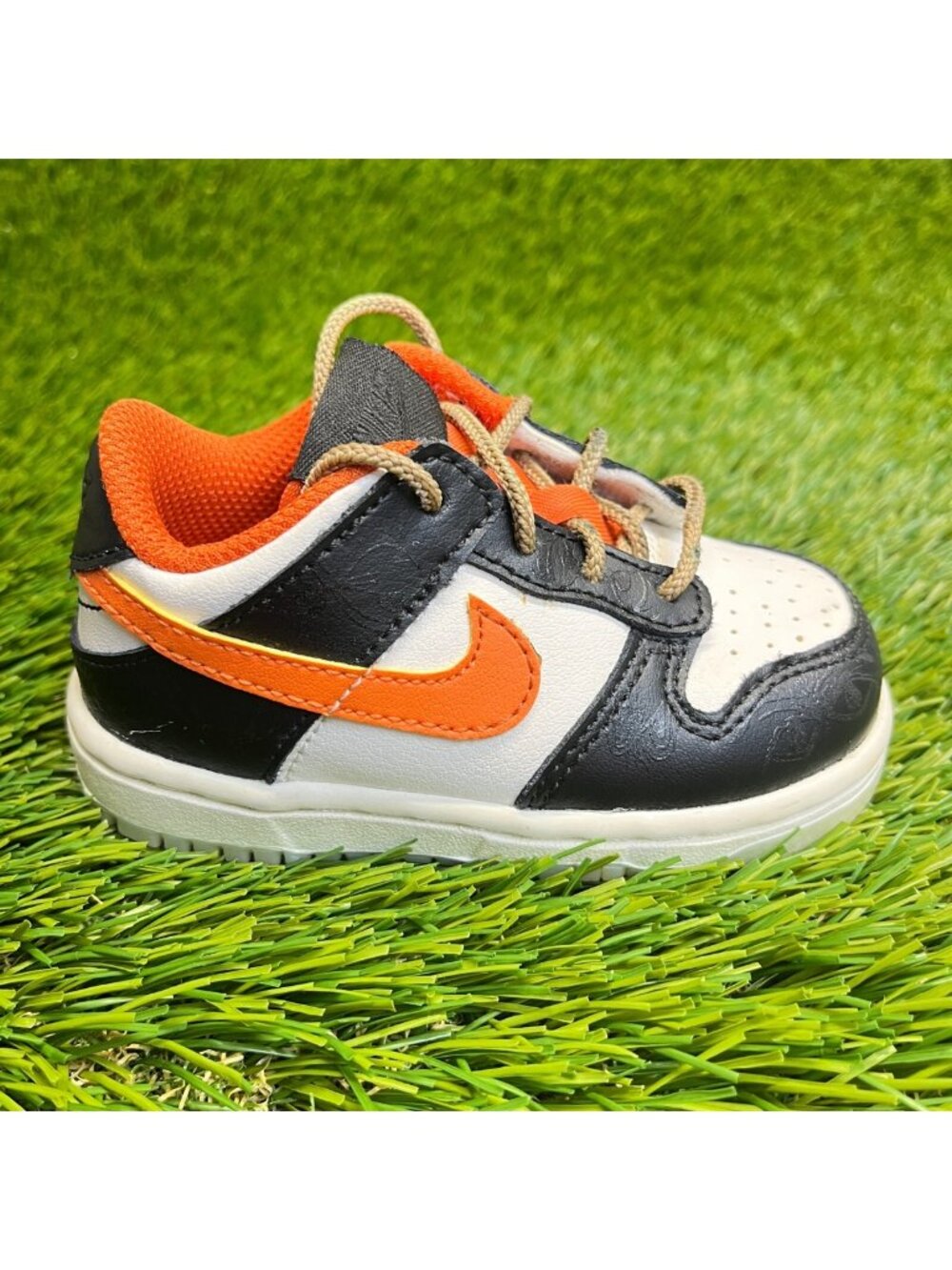 Nike Dunk Low Premium Toddler Size 5C Black White Orange Athletic Shoes Sneakers